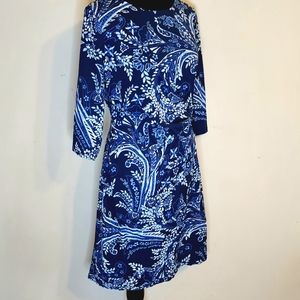 J. McLaughlin Blue and White Paisley Floral Dress
